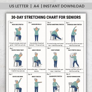 30 Day Stretching Chart for Seniors | Gentle Daily Stretch Routine Printable | Senior Fitness Exercise Guide PDF for Flexibility & Mobility - Etsy UK