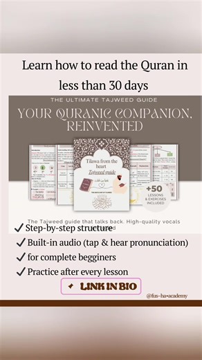 To learn reading Arabic to read the Quran can sound complicated but not with the right method, the ebook will contain all the lessons you need to learn as a beginner with simple explanations , audios and visuals, to help you correct your pronunciation . Comment tajweed and i will send you the details 😊🔗 #fyp #learnarabic #learnontiktok #muslimtiktok #dubai