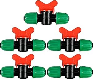 5 Pcs 1/2 Inch Drip Irrigation Switch Valve 1/2" Drip Irrigation Shut Off Valve Drip Irrigation Fittings Irrigation Valve for Drip System for Garden Water Flow Control