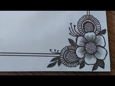 Easy Pencil Border Design Tutorial for Beginners | Easy Corner Floral Flower Design | Flower Drawing
