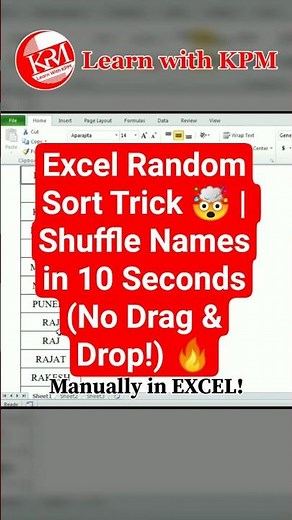 Excel Random Sort Trick 🤯 | Shuffle Names in 10 Seconds (No Drag & Drop!) 🔥 #shorts #excel #viral