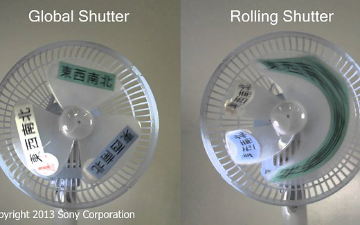 索尼 CMOS 卷帘快门 对比 全局快门 Global Shutter vs. Rolling Shutter