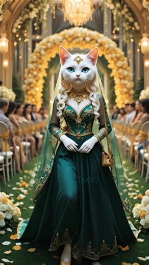 Royal Cat Bride’s Grand Entry 💚 | Mehandi Function Elegance | Cat Lovers Short#viral #subscribe