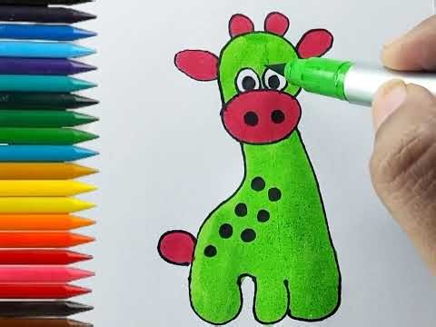 Cute Giraffe Drawing 🦒 Easy Drawing for Kids | Step by Step Coloring Tutorial