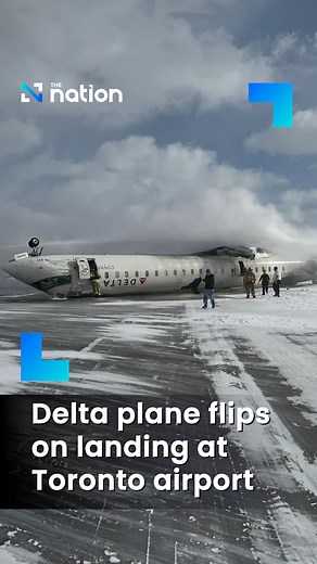 Delta plane flips on landing at Toronto airport . Delta plane flips upside down at Toronto Pearson Airport, injuring eight people. Canadian authorities said they would investigate the cause of the crash, which was not yet known. . #PlaneAccident #Delta #Airplane #Aviation #Canada #Toronto | The Nation Thailand