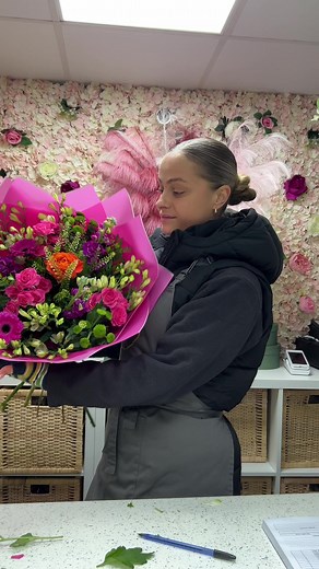 Beautiful Bright Bouquet 🩷 #flowers #flower #florist #rose #bouquet #fyp #foryoupageofficial