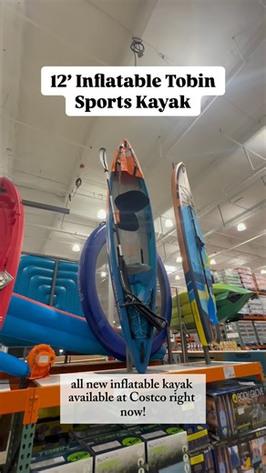 Cozy Nests on Instagram: "Adventure-Ready! 🚣‍♂️🔥 Tobin Sports Breakwater Pro Inflatable Kayak at Costco! Looking for a durable, portable kayak? Costco’s Tobin Sports Breakwater Pro is built for adventure! 🌊💨 With drop-stitch material for extra stability, an adjustable seat & fins, and a backpack for easy transport, this 12-foot inflatable kayak is perfect for your next water excursion! 🚀 🚣‍♂️ Spacious 12’ x 29” design for smooth paddling 🚣‍♂️ Holds up to 350 lbs – great for solo trips & g