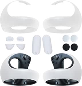 Controller Cover Skin + Silicone Pad Compatible for PSVR 2 Controller, Anti-Bumping Silicone Soft Ring Cover with PS VR2 Sense Silicone Pad Protection Accessories Kit.(Clear)