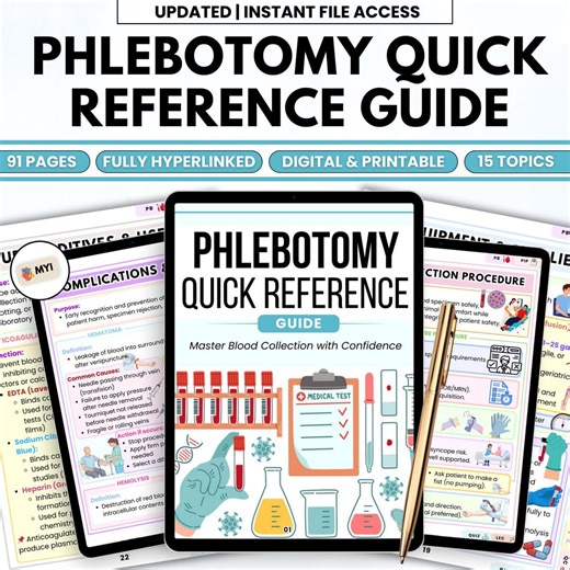 Phlebotomy Quick Reference Guide PDF | Venipuncture Study Notes | Blood Draw & Order of Draw Chart | Instant Download - Etsy UK