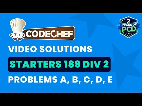 CodeChef Starters 189 | Video Solutions - A to E | by Vibhaas | TLE Eliminator