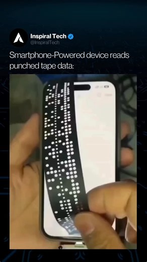 Tech | AI | Wealth on Instagram: "This video showcases an innovative use of a smartphone to read data from punched tape—one of the earliest forms of digital storage. The punched tape uses precisely arranged holes to encode information. By connecting a custom device to a smartphone, the video demonstrates how modern technology can decode data from this vintage medium, creating a rare fusion of early computing and today’s tech. Via @circulodainclusaov2 All rights reserved to the original creator. 