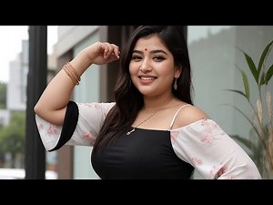 4k Ai Lookbook ModelPhotoshoot ✅ Plus SizeCurvy Model | Crop Top And Skirt Style quite smile