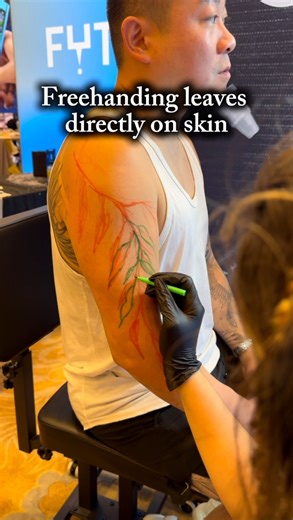 Elfée Marcoux | Back in China last week during @china.tattooconvention with @fytsupplies, showing how l use their markers to draw nature designs directly... | Instagram