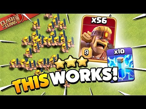 Using 56 Super Barbarians to Attack in Clash of Clans!