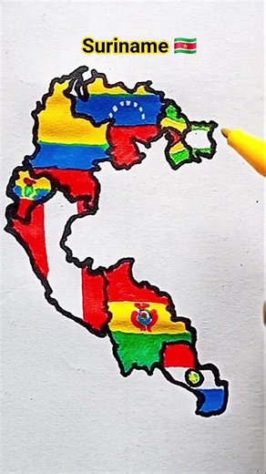 Draw Flag Map of Suriname 🇸🇷 #suriname #flag #map #drawing