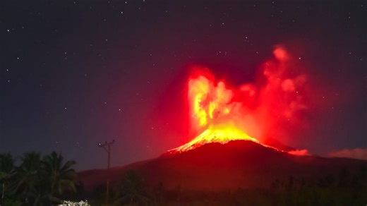 Huge volcanic eruption sends ash 6 miles high & poisonous gas toward villages