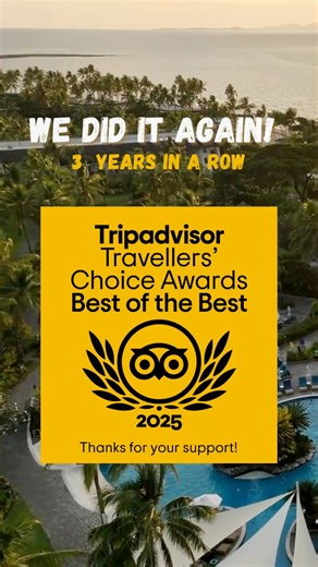 We’ve done it again! 🏆🌟🎉 Sofitel Fiji Resort & Spa has been awarded the Tripadvisor Travellers’ Choice Award for Best for Luxury – South Pacific for the third year in a row! 🥳✨ We’re also proud to be ranked among the Top 1% of hotels worldwide, a recognition based entirely on the wonderful reviews from our guests. A big vinaka vakalevu to all our amazing guests for your awesome support and reviews. We could not have done it without you! 🙏 #SofitelFiji #SofitelFrenchZest #BestLuxuryInSouthPa