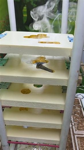 Hot iron vs Styrofoam tower 🔥. #shorts #asmr #experiment