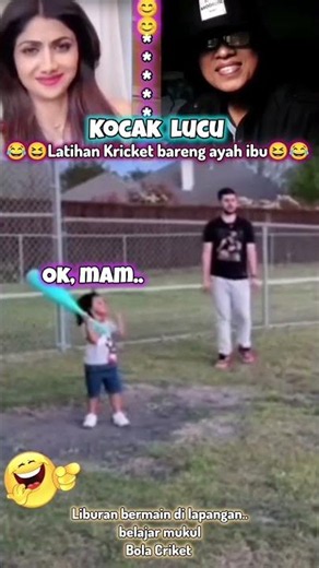 Yang lucu viral 😆😂 Bermain cricket bareng ayah ibu