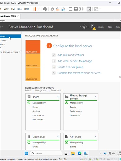 🖥️ How to Promote a Server to a Domain Controller (Part 1) 1️⃣ Open Server Manager 2️⃣ Click the Notification Flag 3️⃣ Select Promote this server to a Domain Controller 4️⃣ Choose Add a new forest 5️⃣ Enter your Domain Name (e.g., mylabs.local) 6️⃣ Set the DSRM password 7️⃣ Click Next → Install #ActiveDirectory #WindowsServer #ITSupport #SysAdmin #TechTips