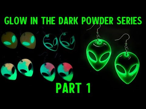Alien Earrings using Let's Resin Glow in the Dark Powder!