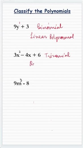 Let's classify Polynomials! #polynomialsclass10 #monomials #binomials #trinomials #linearpolynomial
