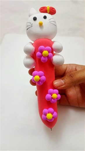 DIY Hello Kitty Cute Pen #shorts #clay #hellokitty #foryou