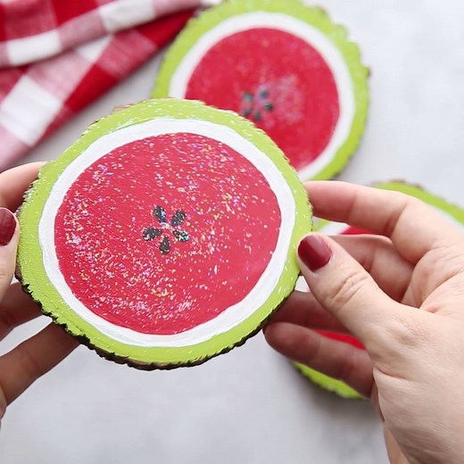 852K views · 41 reactions | These DIY Watermelon Coasters are the perfect diy accessory for any summer party! Full Tutorial >>>> https://www.madetobeamomma.com/diy-watermelon-coasters/ | Made to be a Momma | Facebook