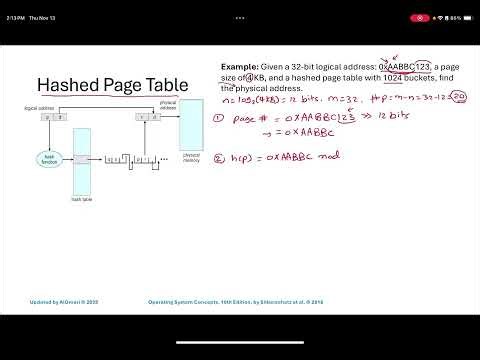 Hash Page Table Example - Operating Systems
