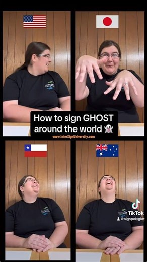 👻 How to sign GHOST in ASL, Japanese, Australian, Chilean Sign Language