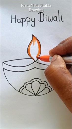 Diwali Drawing / Diwali Diya Drawing Easy Steps #ytshorts #shorts #viralshorts #diya #diwalidrawing