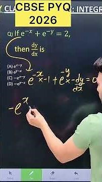 Q) If e^(−𝑥)+e^(−y)=2, then dy/dx isCBSE Class 12 Maths PYQ 2026 | Continuity of