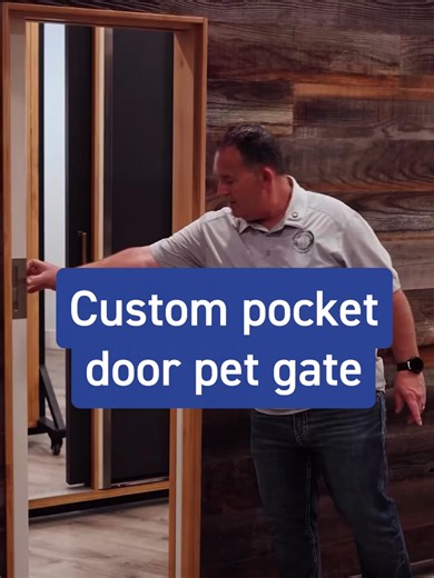 @hdpocketdoors shares a clever pocket door setup that doubles as a custom pet gate! #pocketdoors #petgate #custombuild #homedetails #familyhandyman