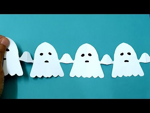 How to make paper chain Ghost, Halloween crafts, decorations