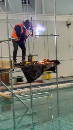 Interesting job. Welding a trapeze over swimming pool, Hillhead, Glasgow | Caldervale Blacksmiths