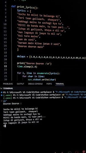 daroon daroon lyrics in python #coding #shorts
