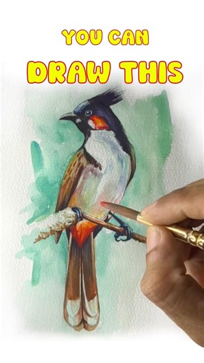 YOU CAN DRAW This 🐦 Bird Watercolor Painting | Easy Watercolor #art #shorts