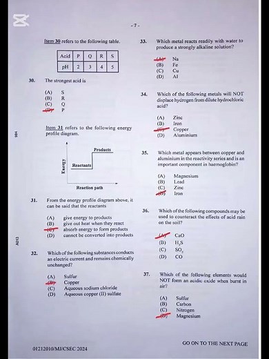 CSEC Chemistry Paper 1 June 2024 Solutions. No working out#csecchemistry