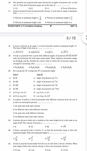 Two particles are projected with same velocity but at angles of... | Filo