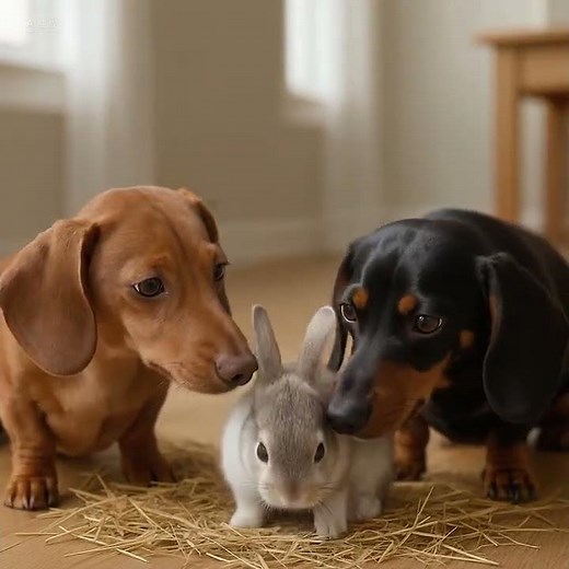 “When Dachshunds Meet a Baby Bunny for the First Time 🐶🐰 | Cutest Friendship Ever!”