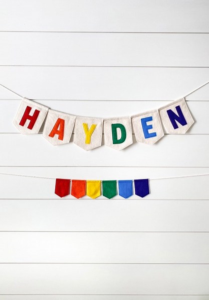 Felt Banner With Custom Lettering - Personalized Flags for Baby Nursery and Kids Rooms | Names or Words - Etsy