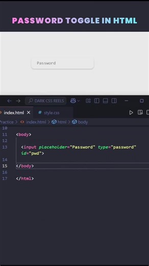 Dark CSS | 100K 🎯 on Instagram: "✅ Level up your Coding game 🔥🚀 Hide Show Password Toggle pure HTML -no JavaScript needed 🎓🧑‍💻 👩‍💻 Source code is available in Website 🌐 CHECK BIO FOR WEBSITE LINK 🔗 🔴 Follow Dark CSS for more web development tips and tricks tutorials 📲🤞 🚨 Don't forget to like 👍 Share 📤 | Follow our page for latest updates [Frontend, Web design, Web development, CSS, CSS Animations, CSS Tips, CSS Tutorials] #css #csstips #html #htmltips #htmltricks #tricks #devcomm