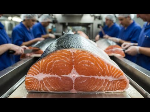 How Salmon Steaks Are Produced 🐟(Full Factory Process)
