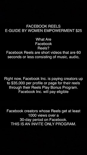 3.1K views · 95 reactions | Facebook creators whose Reels get at least 1000 views over a30-day period on Facebook.THIS IS AN INVITE ONLY PROGRAM. #facebookreels #FacebookPage #explorepage #fyp #LetsGrowTogether #reelsbonus #program #letsmakethismoney | Women Empowerment | Facebook