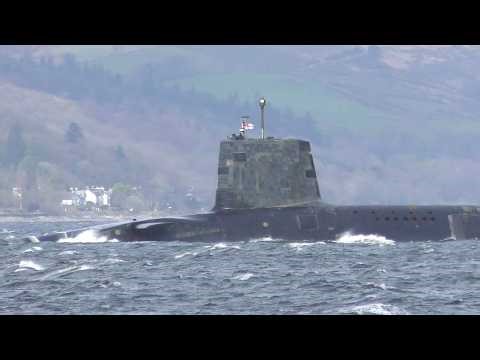 Vanguard submarine departs Faslane, Scotland