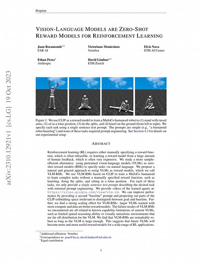 Vision-Language Models are Zero-Shot Reward Models for Reinforcement Learning