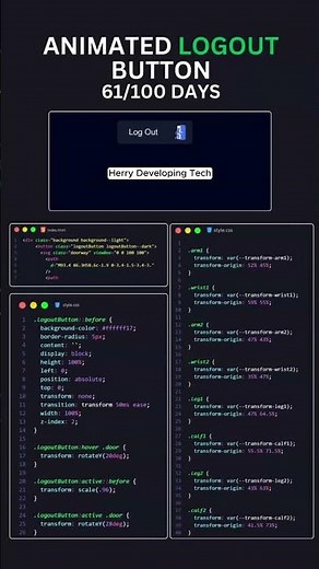 🔔 Create an Animated Logout Button with HTML, CSS & JavaScript! 🚀||#shorts #shortvideo #html5 #css3