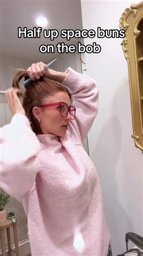 Half Up Space Buns on Bob Haircut Tutorial