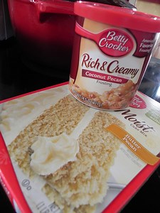 Butter Pecan Cake Mix With Coconut Pecan Frosting Mixed In | The Cake Boutique