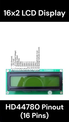 HD44780 16x2 LCD Display Pinout #electronic #display #project #components #electronicsengineering